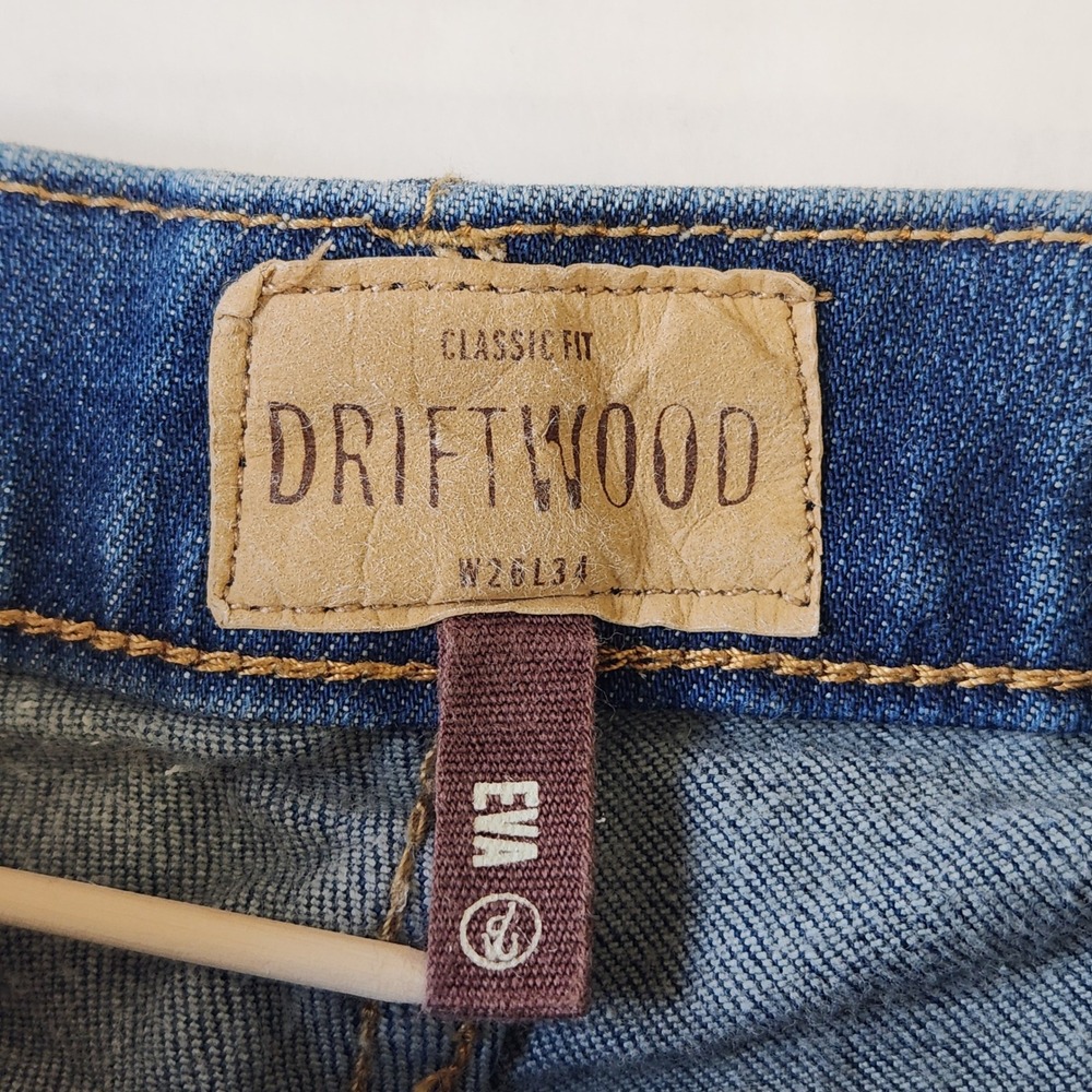 Driftwood Eva Embroidered Floral Straight Leg Jeans Medium Wash Step Hem 26 - Picture 3 of 13